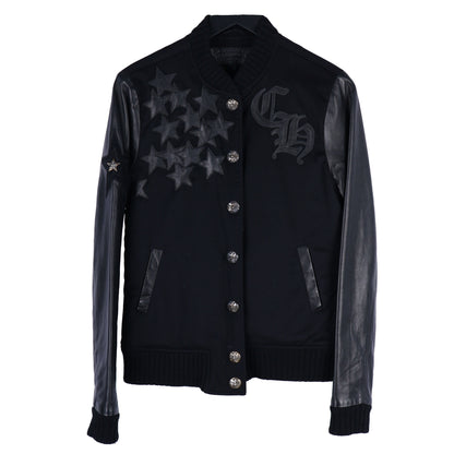 CHROME HEARTS STAR LEATHER VARSITY JACKET WOMEN'S