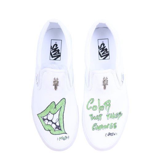 CHROME HEARTS X MATTY BOY HAND PAINTED VANS SLIP ONS SIZE 10