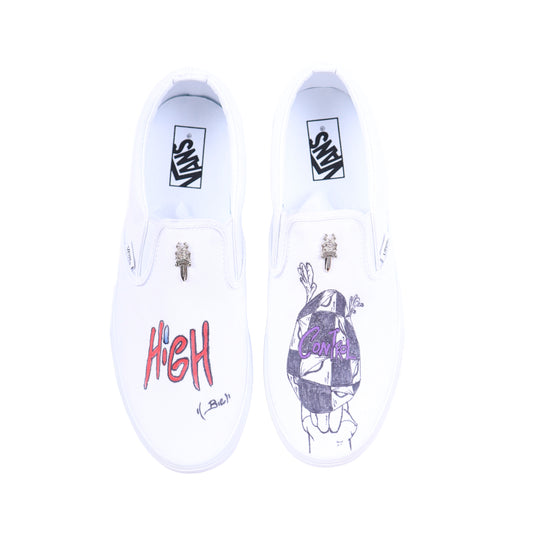 CHROME HEARTS X MATTY BOY HAND PAINTED VANS SLIP ONS