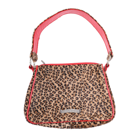 LEAPOARD CHICKEN NUGGET BAG WITH RED PATENT LEATHER CROSS PATCHES