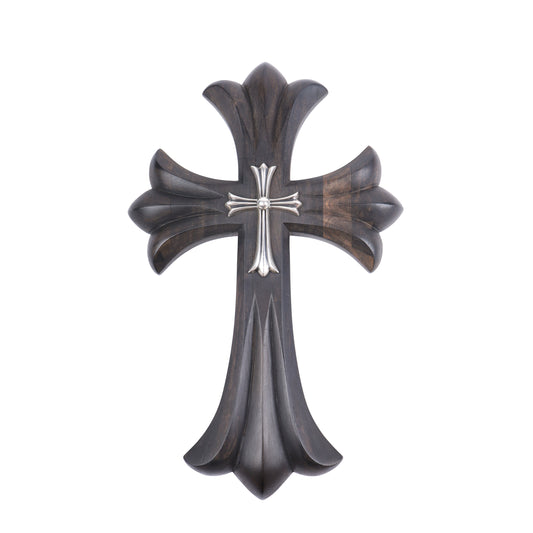 CHROME HEARTS EBONY CROSS WITH SILVER HARDWARE
