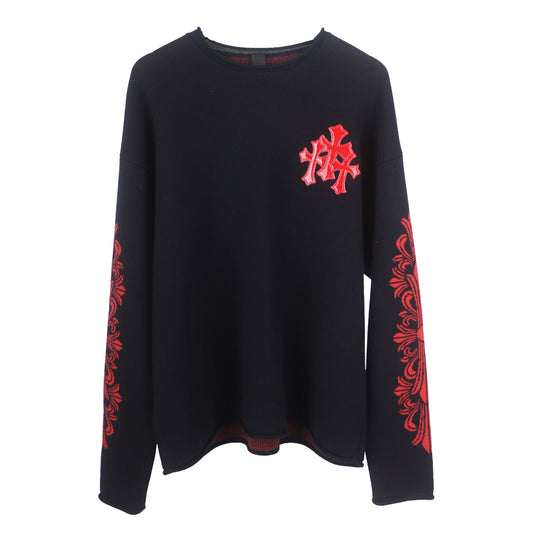 CHROME HEARTS JAQUARD CASHMERE KNIT RED/BLACK CROSS