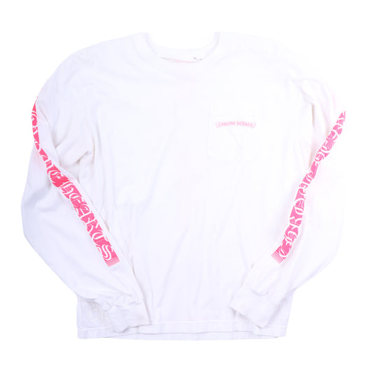 CH WHITE SCRIPT HOT PINK LONGSLEEVE T-SHIRT