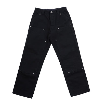 CHROME HEARTS PLAIN BLACK CARPENTER PANTS WITH SILVER HARDWARE