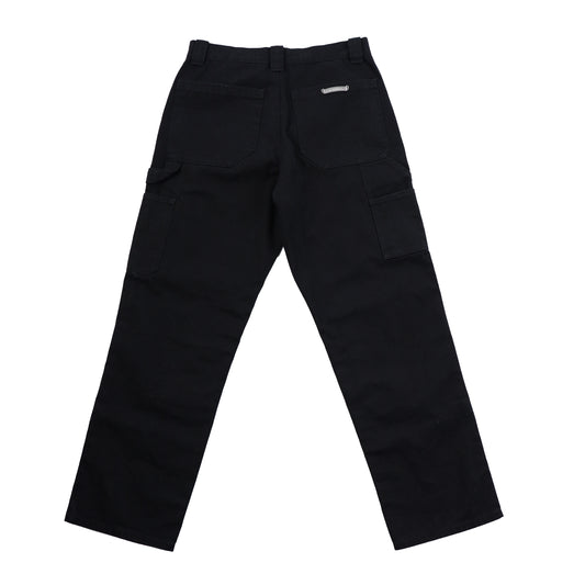 CHROME HEARTS PLAIN BLACK CARPENTER PANTS WITH SILVER HARDWARE