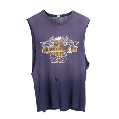 VINTAGE  1980S HARLEY TANK TOP FADED PURPLE