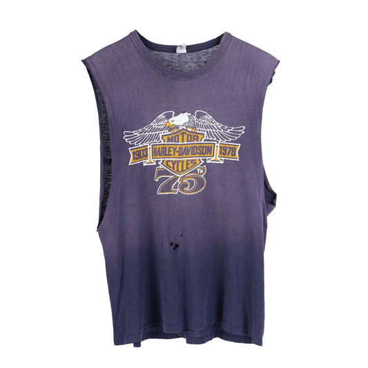 VINTAGE  1980S HARLEY TANK TOP FADED PURPLE