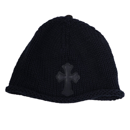 CHROME HEARTS BLACK CROSS PATCH BEANIE