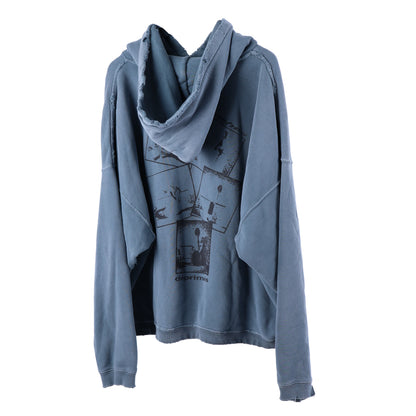 ERD DRESSING UP TIME BLUE THRASHED HOODIE