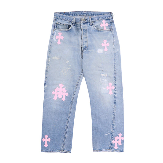 PINK CROSS PATCH 501 LEVI'S DENIM