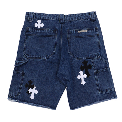 CARPENTER CROSS PATCH SHORT WHITE + BLACK SUEDE