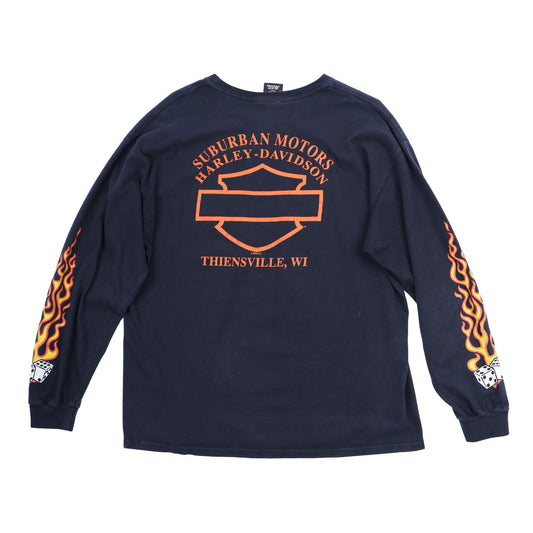 VINTAGE HARLEY DAVIDSON DICE FLAME LONG SLEEVE