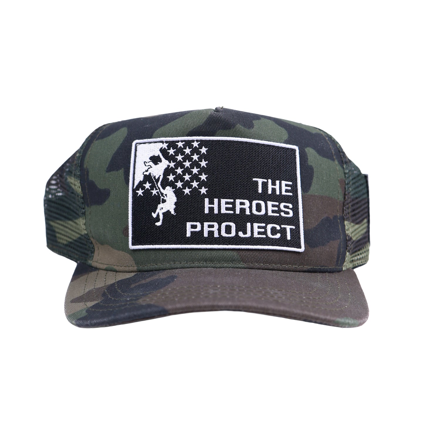 CHROME HEARTS CAMO THE HEROS PROJECT TRUCKER HAT