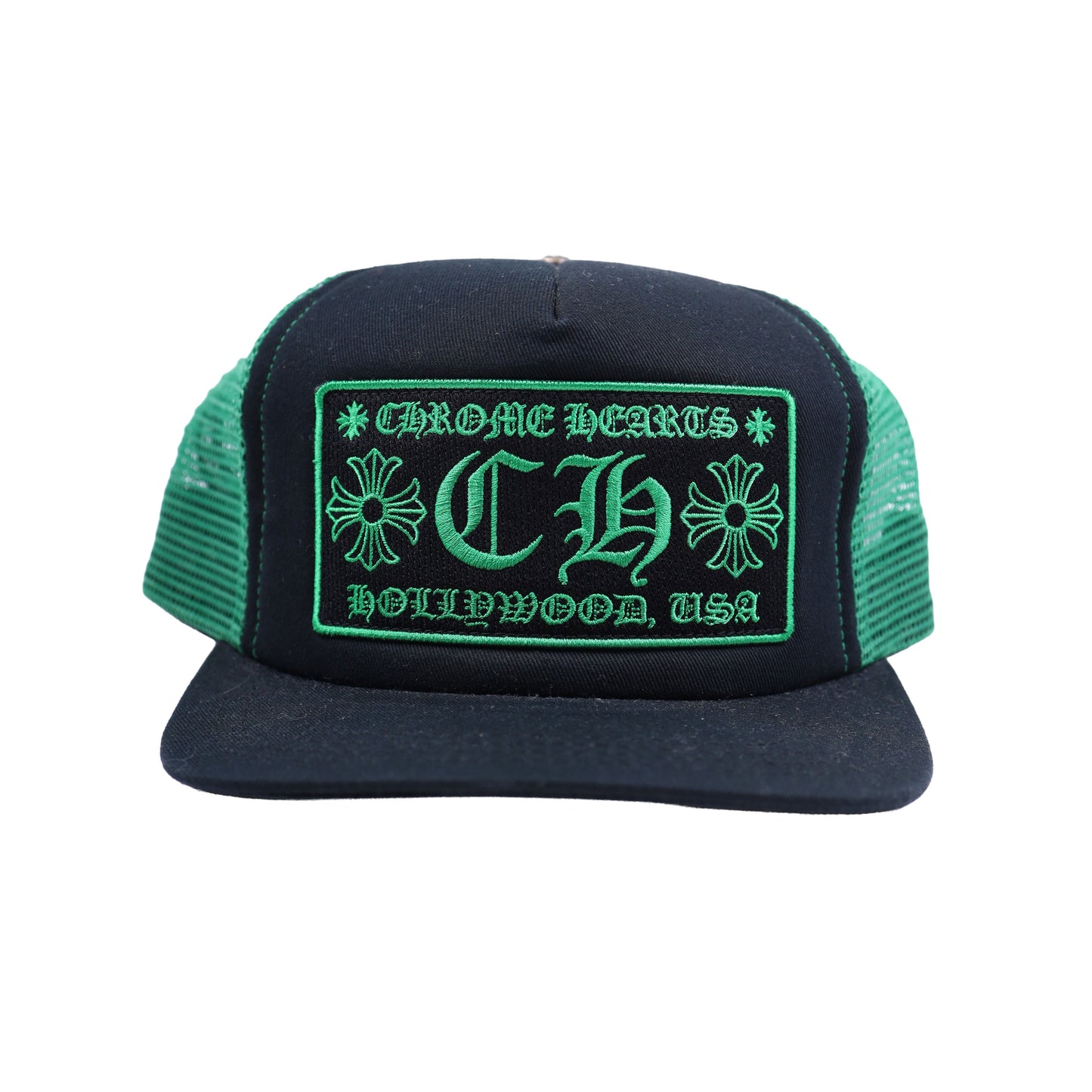 CHROME HEARTS GREEN HOLLYWOOD TRUCKER HAT