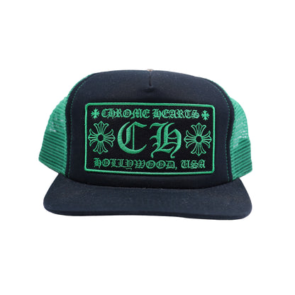 CHROME HEARTS GREEN HOLLYWOOD TRUCKER HAT