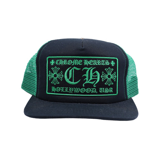CHROME HEARTS GREEN HOLLYWOOD TRUCKER HAT
