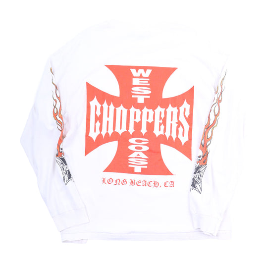 WCC WEST COAST CHOPPERS WHITE FLAME LOGO LONG SLEEVE