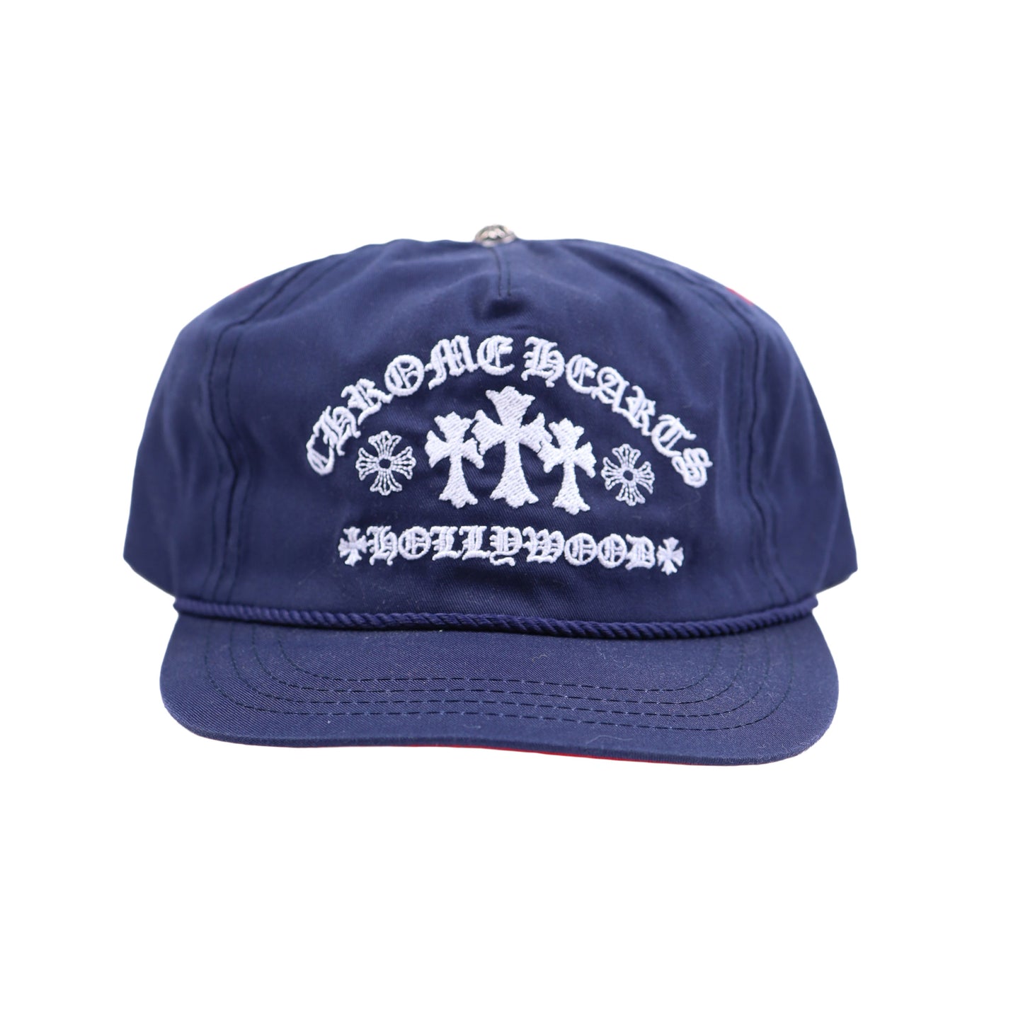 NAVY TRIPLE CROSS CAMP HAT CHROME HEARTS HOLLYWOOD