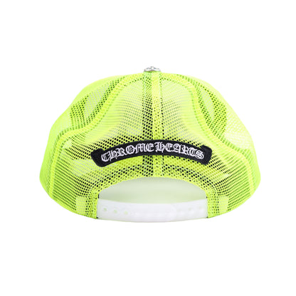 NEON GREEN TRIPLE CROSS CEMETERY TRUCKER HAT
