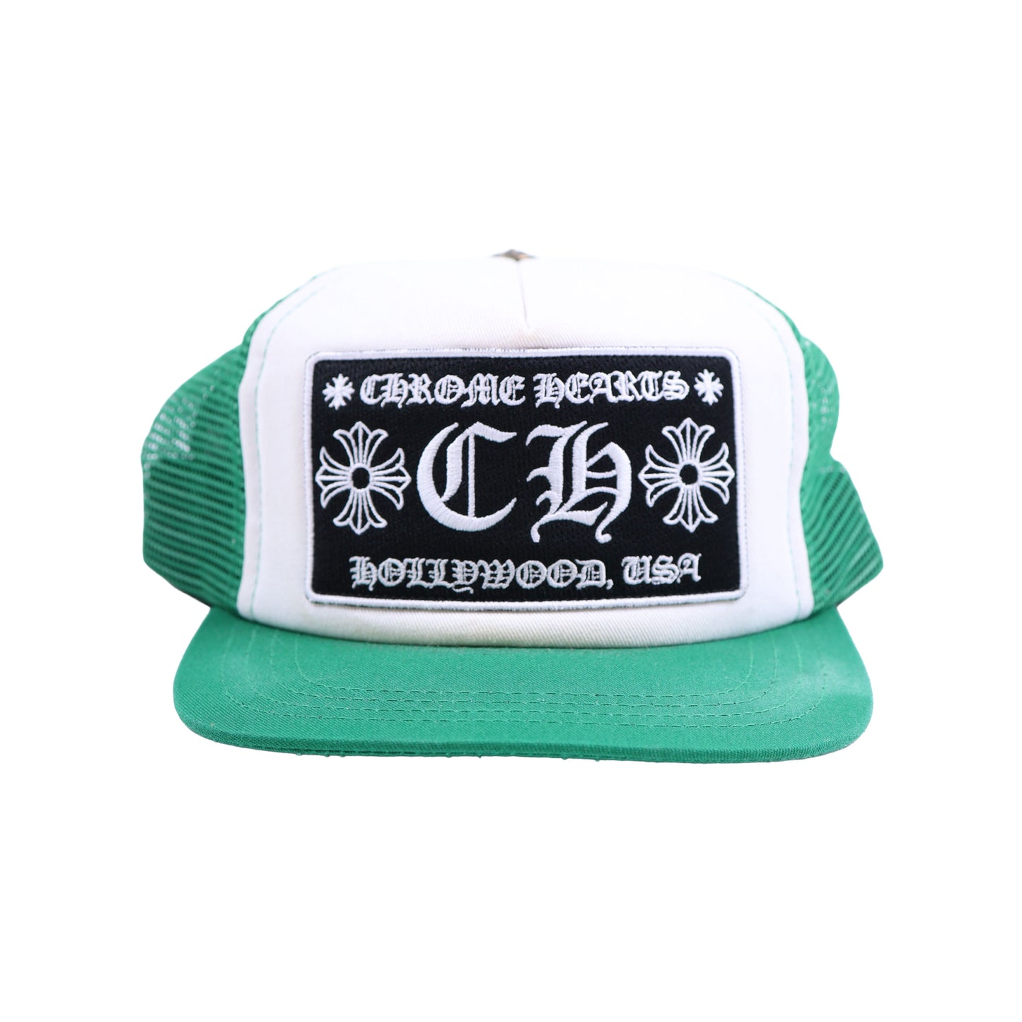 CHROME HEARTS GREEN MESH HOLLYWOOD TRUCKER HAT