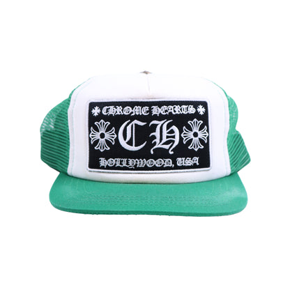 CHROME HEARTS GREEN MESH HOLLYWOOD TRUCKER HAT