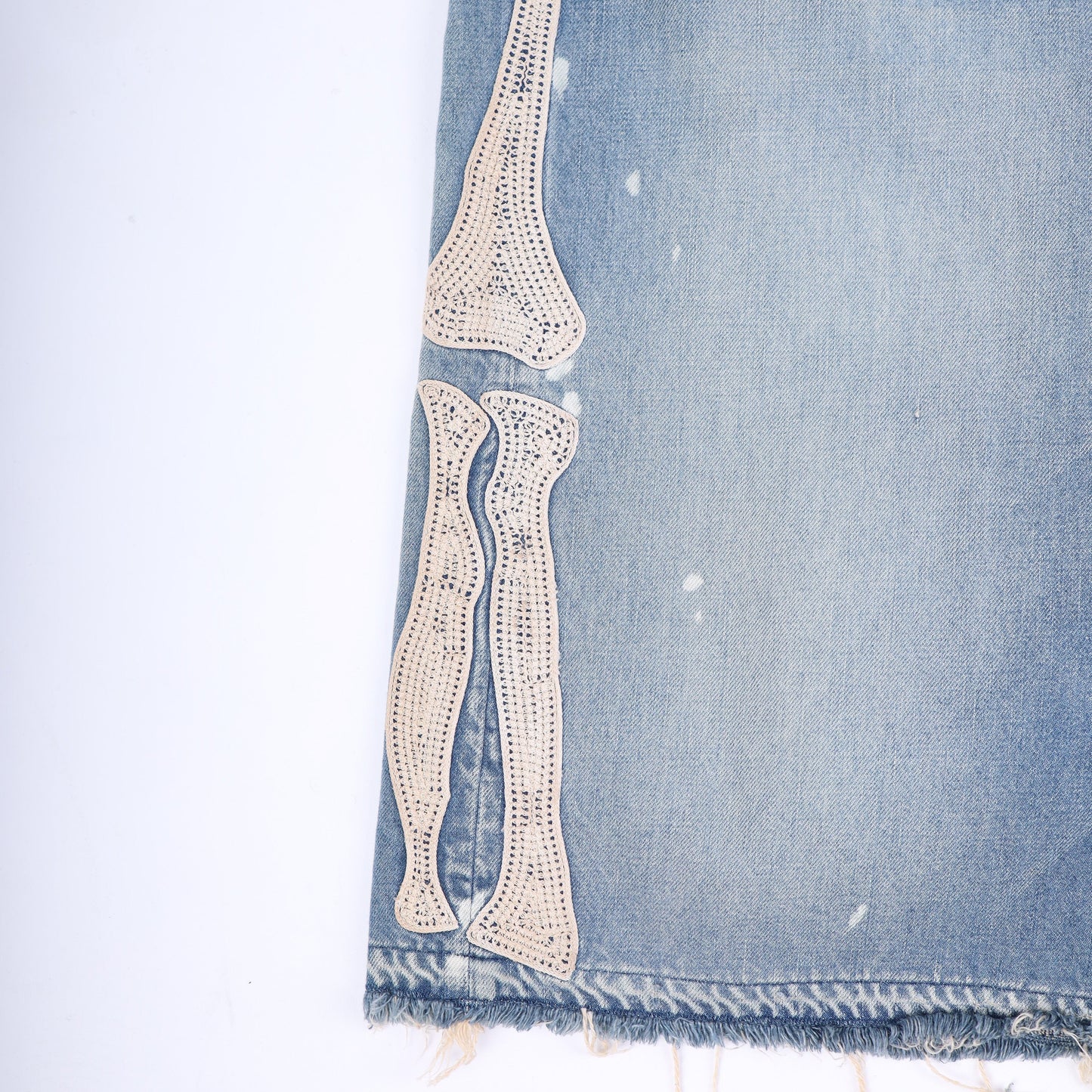 Kapital Bone Denim Shorts Blue