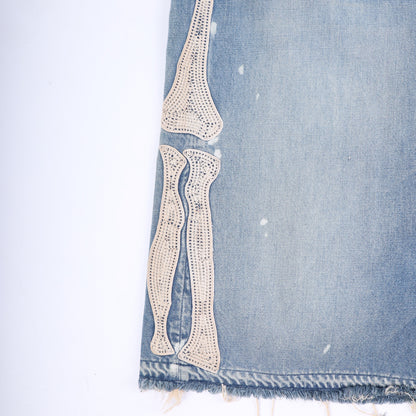 Kapital Bone Denim Shorts Blue