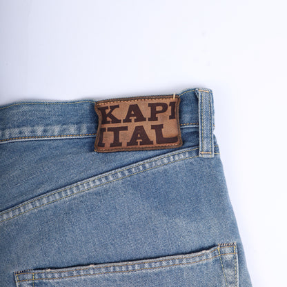 Kapital Bone Denim Shorts Blue