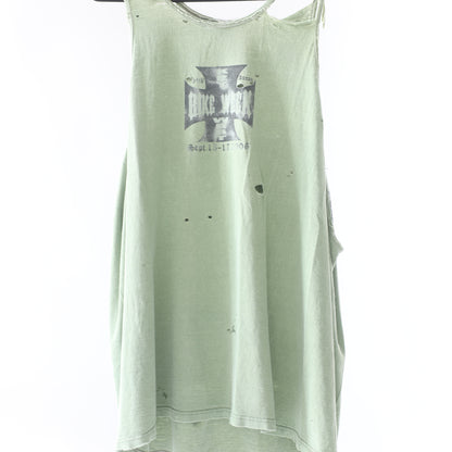 THRASHED FADED KEY WEST BIKE WEEK SAGE GREEN TANK TOP