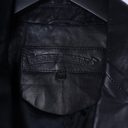 CHROME HEARTS VINTAGE LEATHER FLEUR ELBOW WOMENS BLAZER