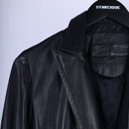 CHROME HEARTS VINTAGE LEATHER FLEUR ELBOW WOMENS BLAZER