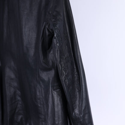 CHROME HEARTS VINTAGE LEATHER FLEUR ELBOW WOMENS BLAZER