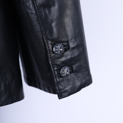 CHROME HEARTS VINTAGE LEATHER FLEUR ELBOW WOMENS BLAZER