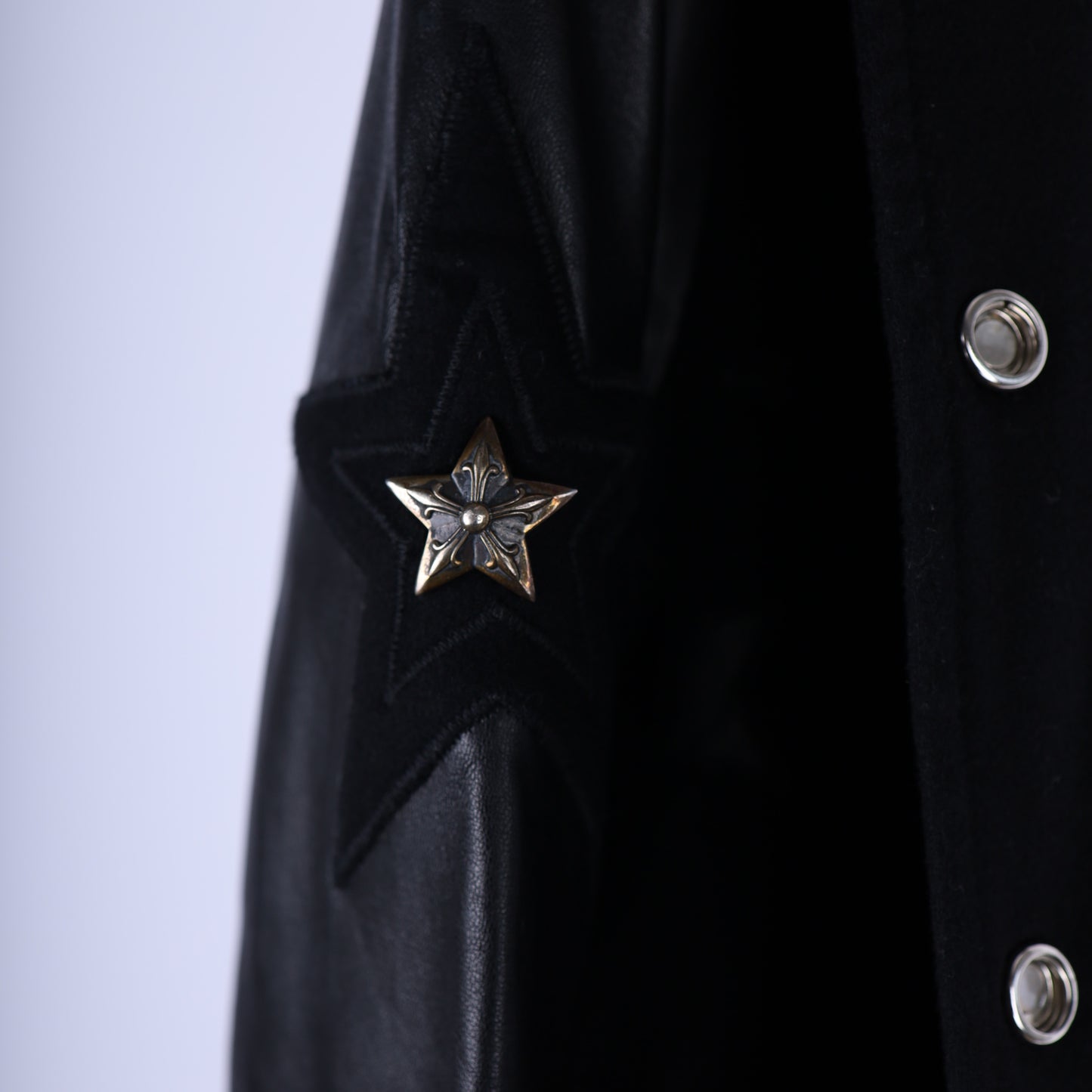 CHROME HEARTS STAR LEATHER VARSITY JACKET WOMEN'S