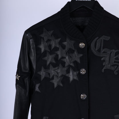 CHROME HEARTS STAR LEATHER VARSITY JACKET WOMEN'S