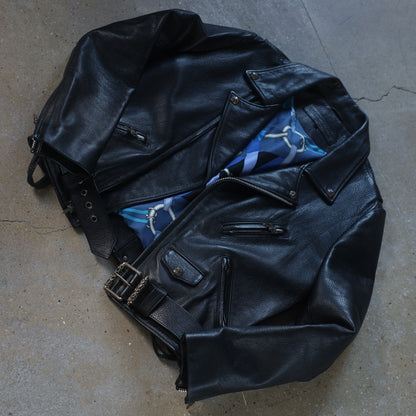 Chrome Hearts JJ Dean Hermes Scarf Lined Leather Jacket