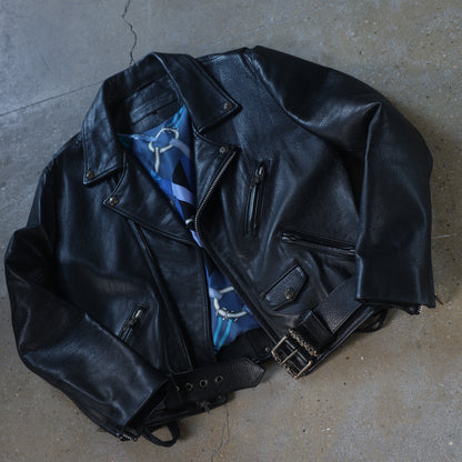Chrome Hearts JJ Dean Hermes Scarf Lined Leather Jacket