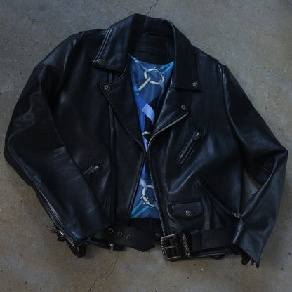 Chrome Hearts JJ Dean Hermes Scarf Lined Leather Jacket