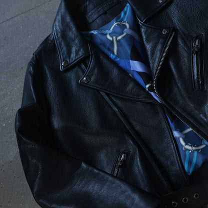 Chrome Hearts JJ Dean Hermes Scarf Lined Leather Jacket