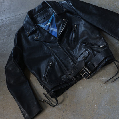 Chrome Hearts JJ Dean Hermes Scarf Lined Leather Jacket