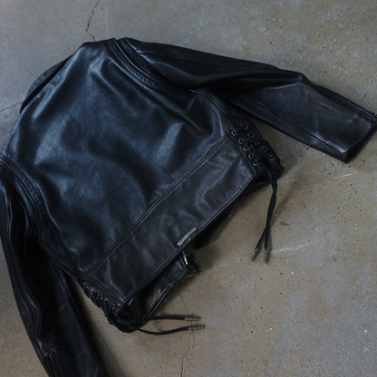 Chrome Hearts JJ Dean Hermes Scarf Lined Leather Jacket