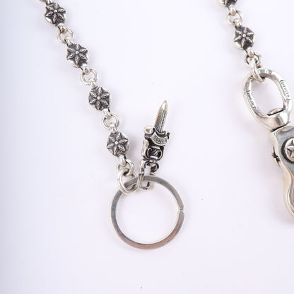 CHROME HEARTS STAR WALLET CHAIN WITH KEYRING 26 LINK