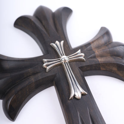 CHROME HEARTS EBONY CROSS WITH SILVER HARDWARE