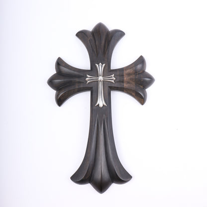 CHROME HEARTS EBONY CROSS WITH SILVER HARDWARE