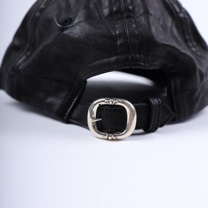 BLACK LEATHER SPIDER WEB HAT