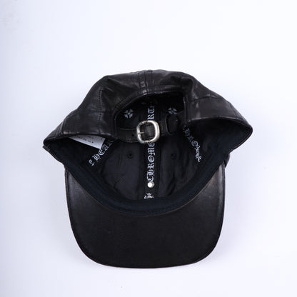 BLACK LEATHER SPIDER WEB HAT