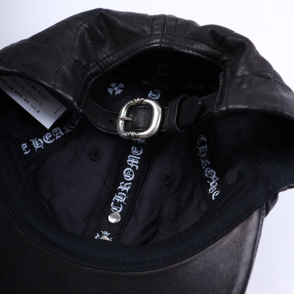 BLACK LEATHER SPIDER WEB HAT