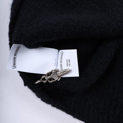 CHROME HEARTS CASHMERE SWEATER WITH LEAPOARD CROSS PATCH