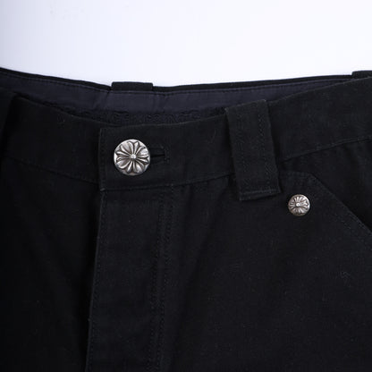 CHROME HEARTS PLAIN BLACK CARPENTER PANTS WITH SILVER HARDWARE