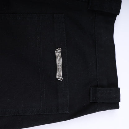 CHROME HEARTS PLAIN BLACK CARPENTER PANTS WITH SILVER HARDWARE